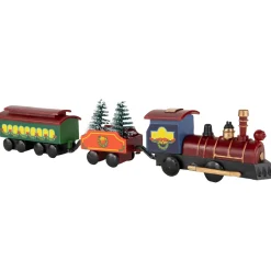 Animated Christmas Train Set Carrying Frosted Pine Trees - 9-Piece