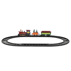 Animated Christmas Train Set Carrying Frosted Pine Trees - 9-Piece