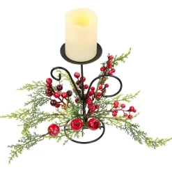 Apples and Berries Christmas Pillar Candle Holder - 10
