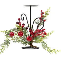 Apples and Berries Christmas Pillar Candle Holder - 10