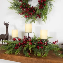 Apples and Berries Triple Pillar Christmas Candle Holder - 36