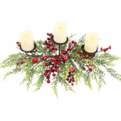 Apples and Berries Triple Pillar Christmas Candle Holder - 36