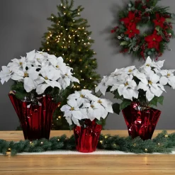 Artificial Christmas Poinsettia Flowers with Wrapped Base - 22