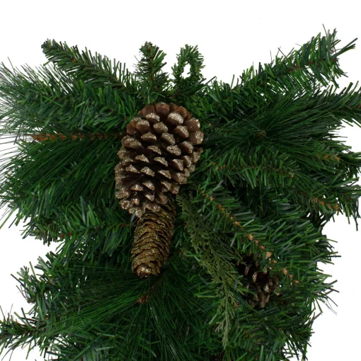 Artificial Mixed Pine with Glitter Pine Cones Christmas Teardrop Swag - 28" - Unlit