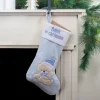 Baby's 1st Christmas Embroidered Teddy Bear Stocking - 19" - Blue and White
