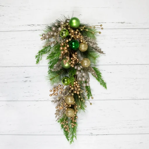 Ball Ornaments and Berries Glittered Artificial Christmas Swag - 25"