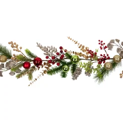 Ball Ornaments Glittered Artificial Christmas Garland - 5' x 10