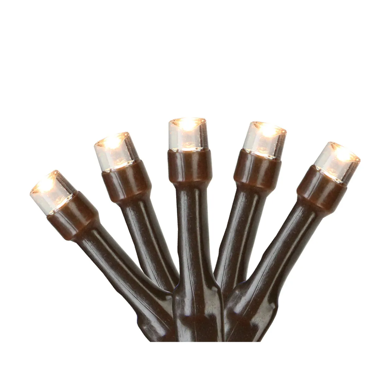 Battery Operated LED Christmas Lights - Warm White - 9.5' Brown Wire - 20ct