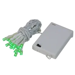 Battery Operated LED Christmas Lights - Green - 9.5' White Wire - 20ct