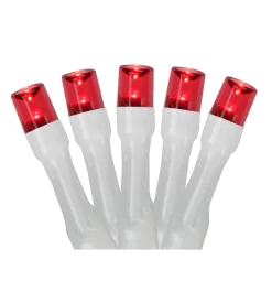 Battery Operated LED Christmas Lights - Red - 9.5' White Wire - 20ct