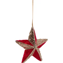 Beaded and Sequined 5-Point Star Christmas Ornament - 6