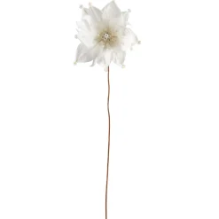Beaded Feather Poinsettia Artificial Christmas Pick - 13.75