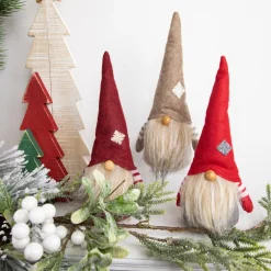 Bearded and Chubby Striped Arms Christmas Gnomes - 10.5" - Set of 3
