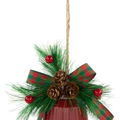 Bells with Pine Sprigs and Bow Christmas Ornaments- 7