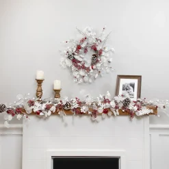 Berries and Snowflakes Artificial Christmas Garland - 6' x 8