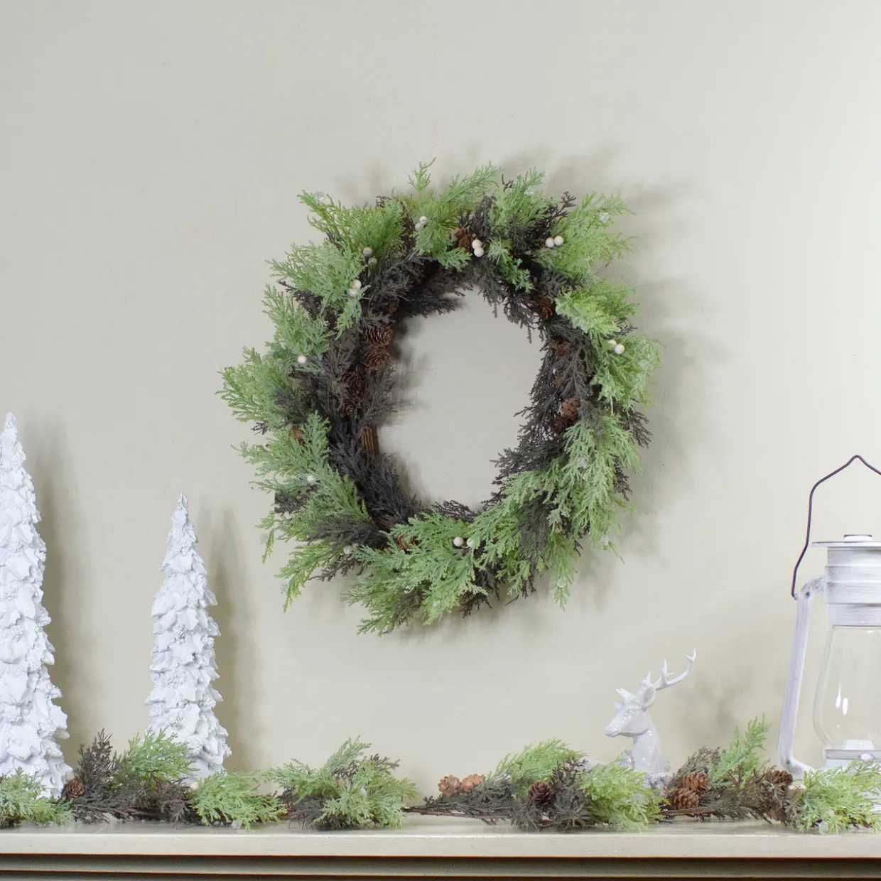 Berry, Cedar and Pine Cone Artificial Christmas Wreath - 24-Inch, Unlit