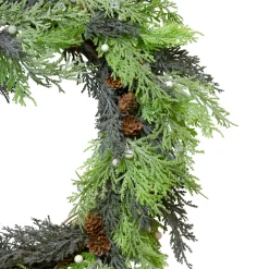 Berry, Cedar and Pine Cone Artificial Christmas Wreath - 24-Inch, Unlit