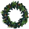Blue and Green Plaid Bow Artificial Pine Christmas Wreath, 17.75-Inch, Unlit