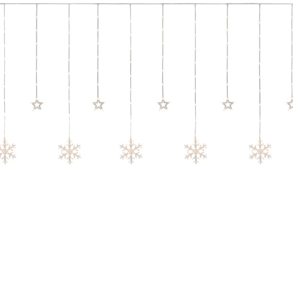 B/O Star and Snowflake Window Curtain Christmas Lights - Clear LED - 5.75' - Clear Wire - 250ct