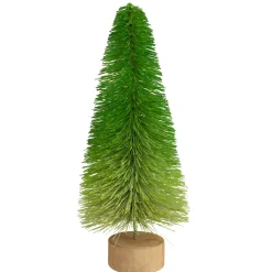 Bottle Brush Pine Artificial Christmas Tree with Wooden Base - 11"