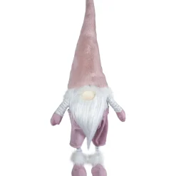 Bouncy Gnome Standing Christmas Figure Decoration - 20" - White and Pink