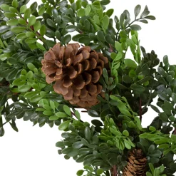 Boxwood and Pine Cone Artificial Christmas Wreath - 27