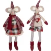 Boy and Girl Sitting Plush Christmas Mice Figures - 16" - Set of 2