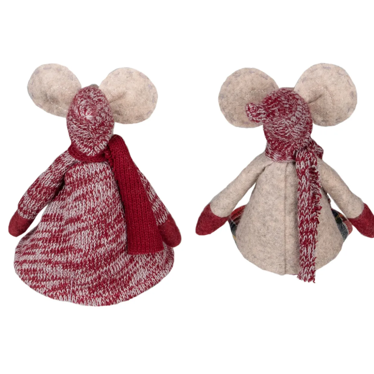 Boy and Girl Sitting Plush Christmas Mice Figures - 16" - Set of 2