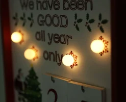 BRUBAKER Christmas Countdown Calendar - Wooden Board with Calendar Sheets - White with 6 LED Lights - 11 x 1.57 x 14 inches