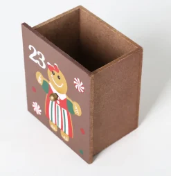 BRUBAKER Reusable Wooden Advent Calendar to Fill - Gingerbread House with LED Lighting - DIY Christmas Calendar 10.31 x 17.72 x 2.17 inches