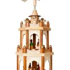 BRUBAKER Wooden Christmas Pyramid - 18 Inches - 3 Tier Carousel - Nativity Play - Designed in Germany