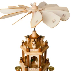BRUBAKER Wooden Christmas Pyramid - 18 Inches - 3 Tier Carousel - Nativity Play - Designed in Germany