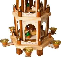 BRUBAKER Wooden Christmas Pyramid - 18 Inches - 3 Tier Carousel - Nativity Play - Designed in Germany