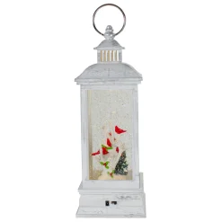 Brushed Christmas Cardinals Snow Globe Lantern - 11