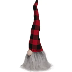 Buffalo Plaid Gnome Head with Long Beard Christmas Figure - 16