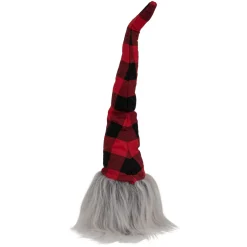 Buffalo Plaid Gnome Head with Long Beard Christmas Figure - 16