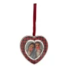 Buffalo Plaid Heart Shaped Picture Frame Christmas Ornament - 3" - Silver Finish