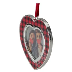 Buffalo Plaid Heart Shaped Picture Frame Christmas Ornament - 3