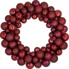 Burgundy 3-Finish Shatterproof Ball Christmas Wreath - 24", Unlit