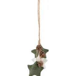 Burlap Star and Pine Cones Plush Christmas Ornament - 11.75