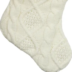 Cable Knit Christmas Stocking with Faux Fur Cuff - 20.5
