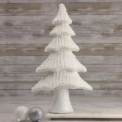 Cable Knit Christmas Tree Decoration - 16.75" - Cream