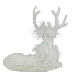 Cable Knit Sweater Sitting Reindeer Christmas Figure - 9.75