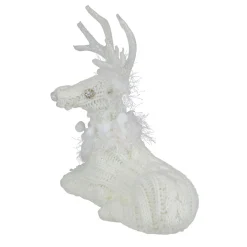 Cable Knit Sweater Sitting Reindeer Christmas Figure - 9.75