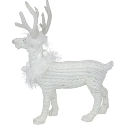 Cable Knit Sweater Standing Reindeer Christmas Figure - 13.5