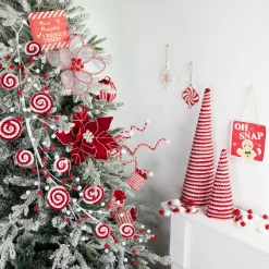 Candy Cane Swirled Christmas Cone Tree - 19.5" - White and Red