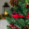 Cardinal Birds Clip-On Christmas Ornaments - 6" - Red - Set of 2