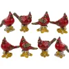 Cardinal Birds on a Stomp Christmas Figurines - 4.5" - Red - Set of 8