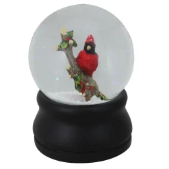 Cardinal on Branch Musical Christmas Snow Globe - 5.75" - Red