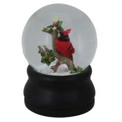 Cardinal on Branch Musical Christmas Snow Globe - 5.75" - Red